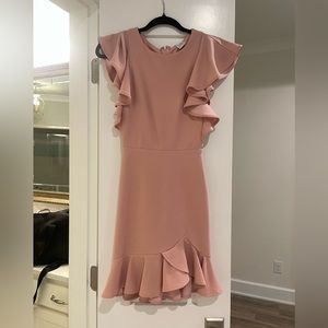 Cupid's Bow Ruffle Shoulder Bodycon Dress Blush